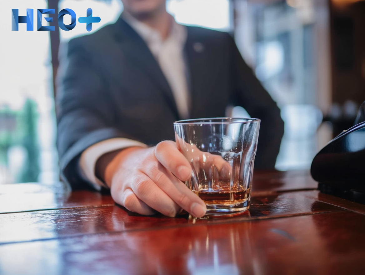 Мужчина пьет виски